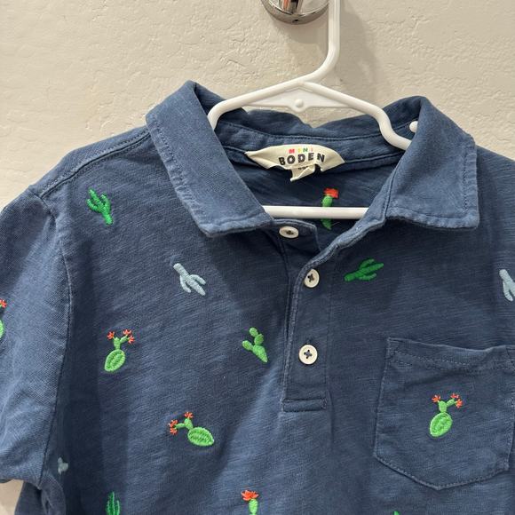 Mini Boden Navy Embroidered Cactus Collared Shirt - Picture 3 of 7